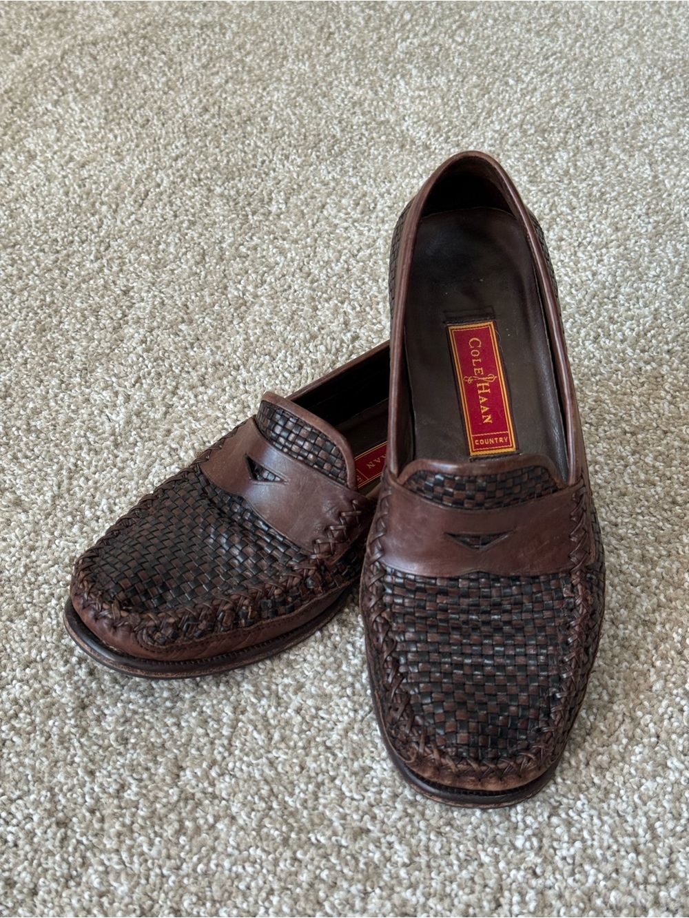 Cole Haan Brown Woven Leather Penny Loafers - Women’s 9B